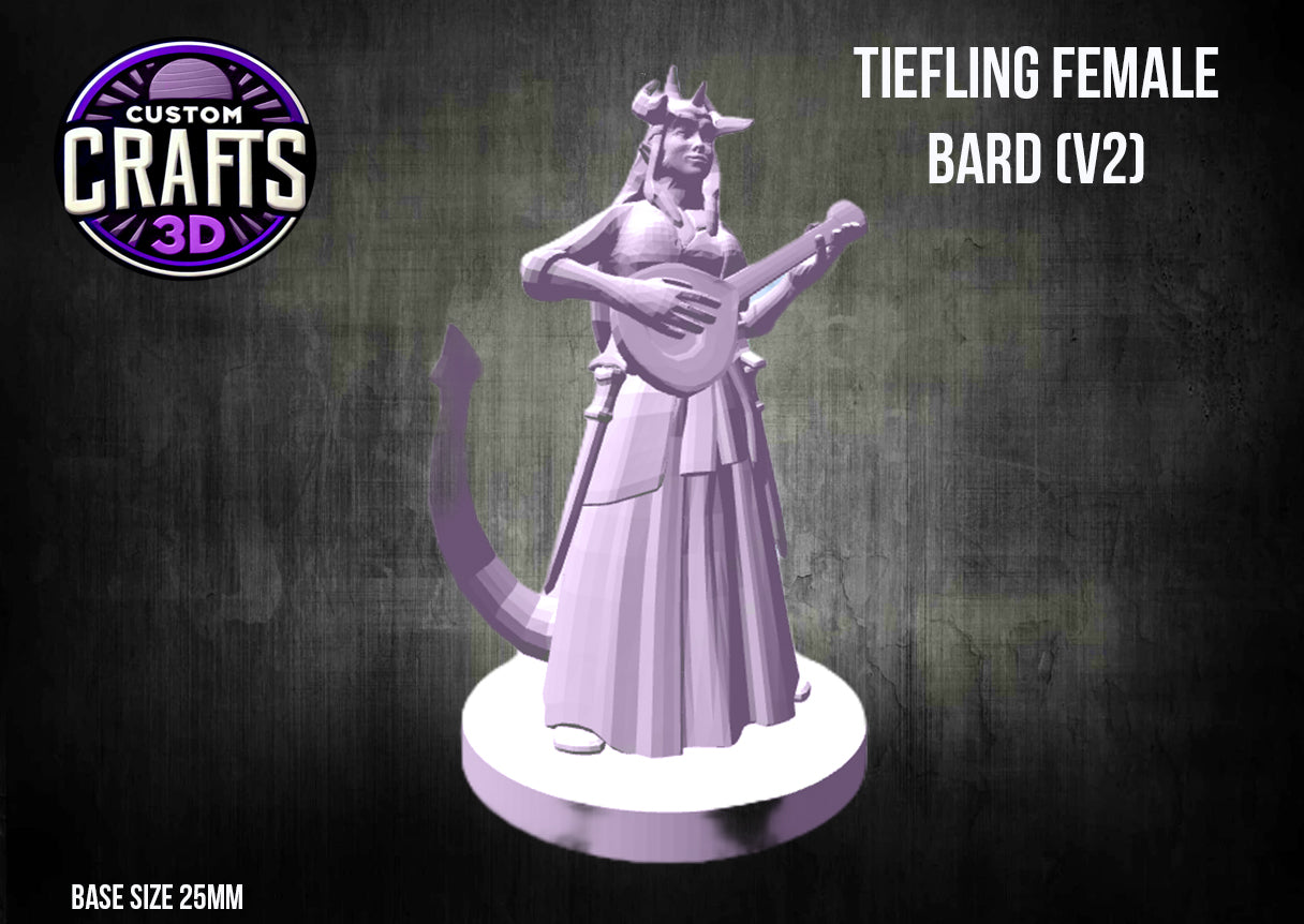 Tiefling Female Bard V2 25mm Base