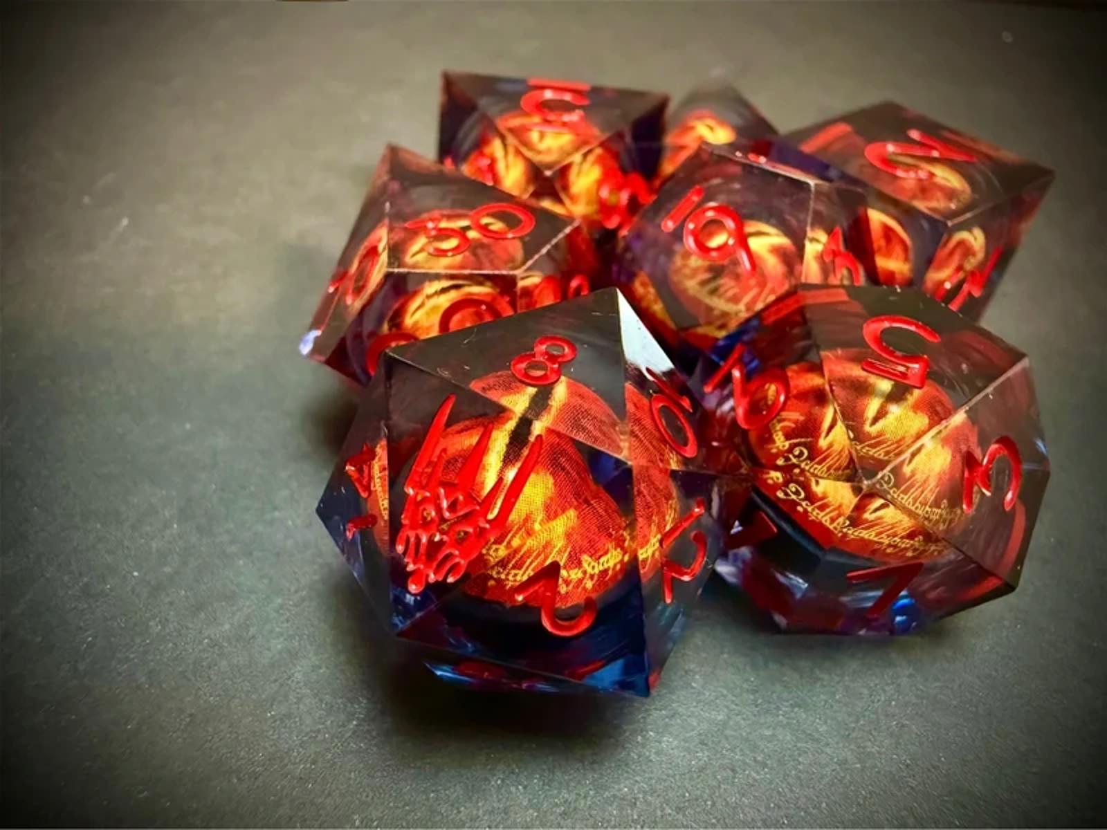 Sauron Lord of the Rings Black & Red 7PCS Dice Set