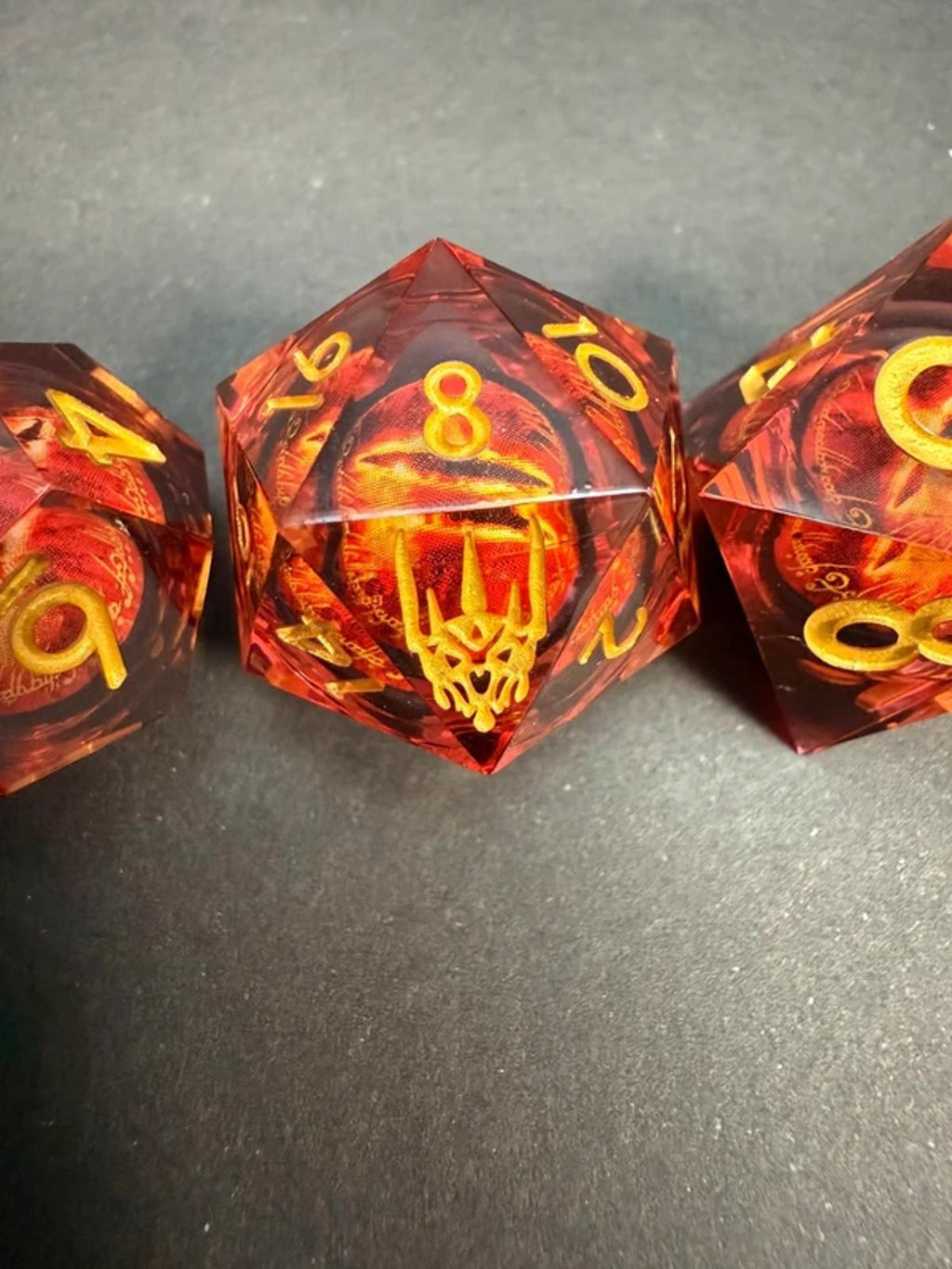 Sauron Lord of the Rings Red & Gold 7PCS Dice Set