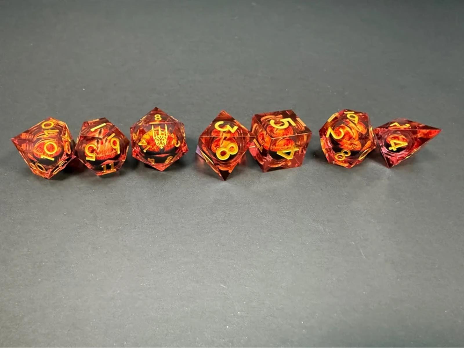 Sauron Lord of the Rings Red & Gold 7PCS Dice Set